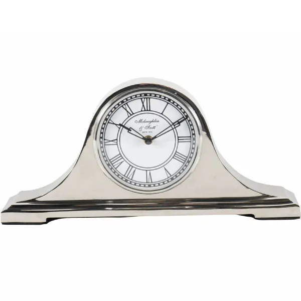 Retro Carriage Mantel Clock in Nickel Finish