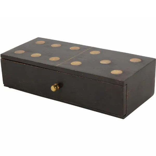 Columbia Small Wooden Domino Set in Storage Box Black, Brown, Dark Wood