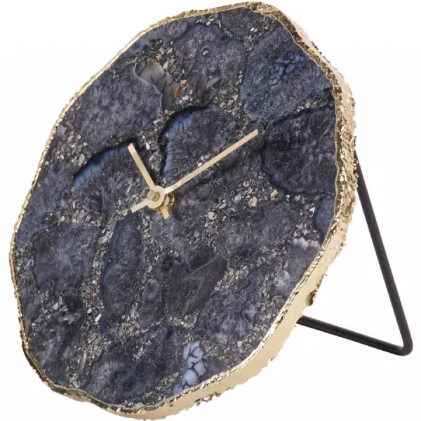 Smokey Agate Mantel Clock 20cm Black, Gold