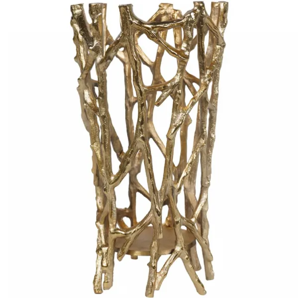 Twig Gold Round Pillar Holder Large