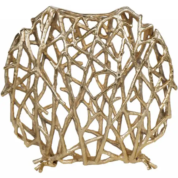 Twig Sculpture Disc Vase Gold