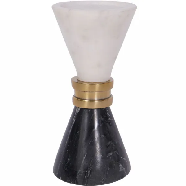 Ravello White & Black Mable Candle Holder 25cm