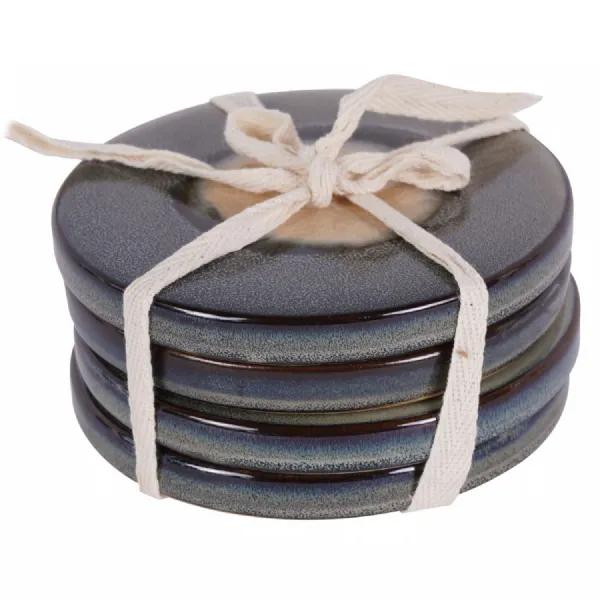 Medway Reactive Glaze Blue Coaster Set of 4