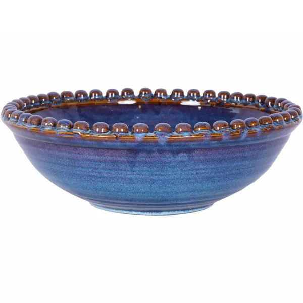 Mediterranean Reactive Glaze Ceramic Bowl Blue