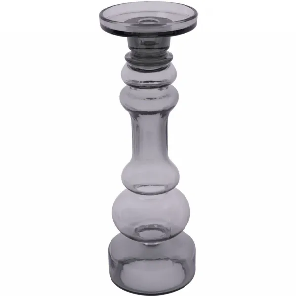 Vitrum Glass Candle Holder 35cm Grey