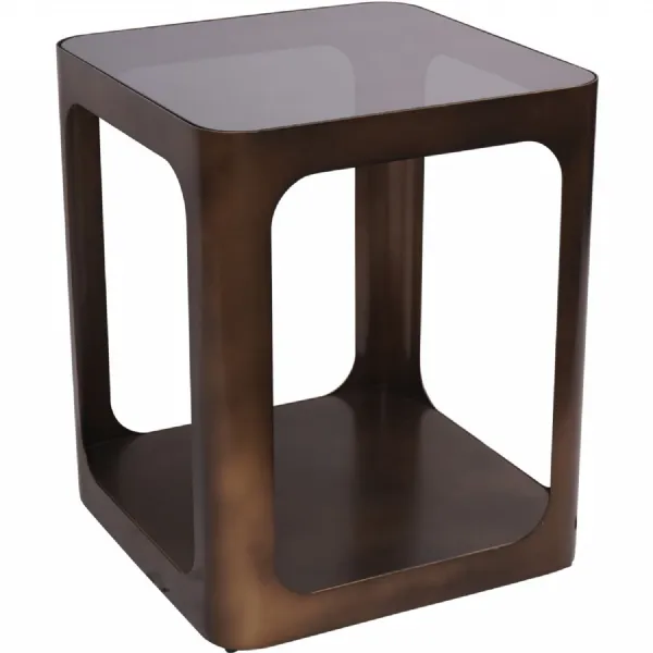 Thorpe Square Metal and Glass Side Table