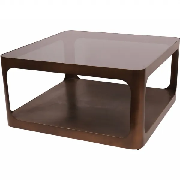Thorpe Metal and Glass Square Coffee Table
