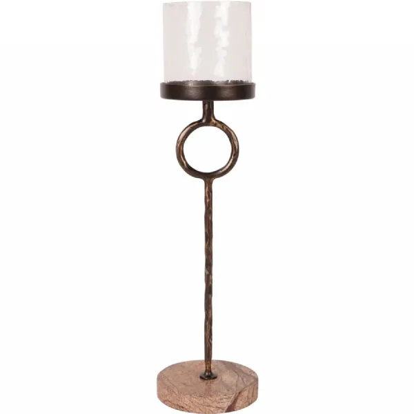 Rutland Table Hurricane Small 39cm Antique Gold, Brown