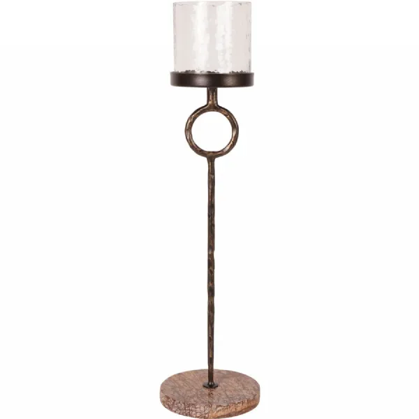 Rutland Table Hurricane Large 45cm Antique Gold, Brown