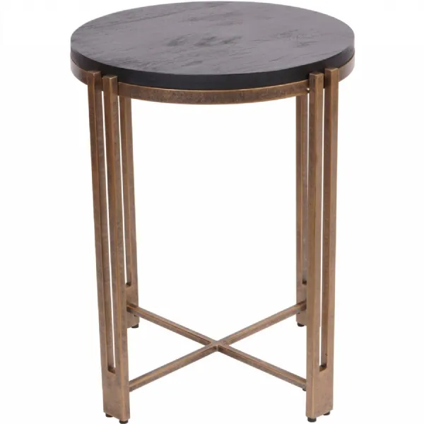 Dalston Black Sandblasted Wood and Champagne Frame Side Table