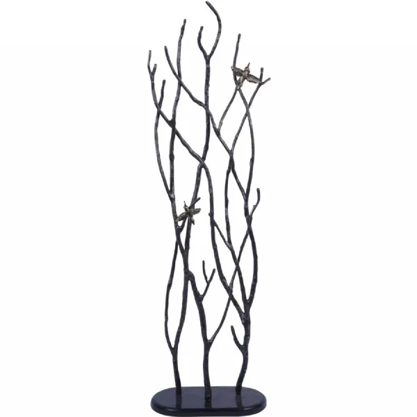 Decorative Screen Sculpture with Branches and Birds