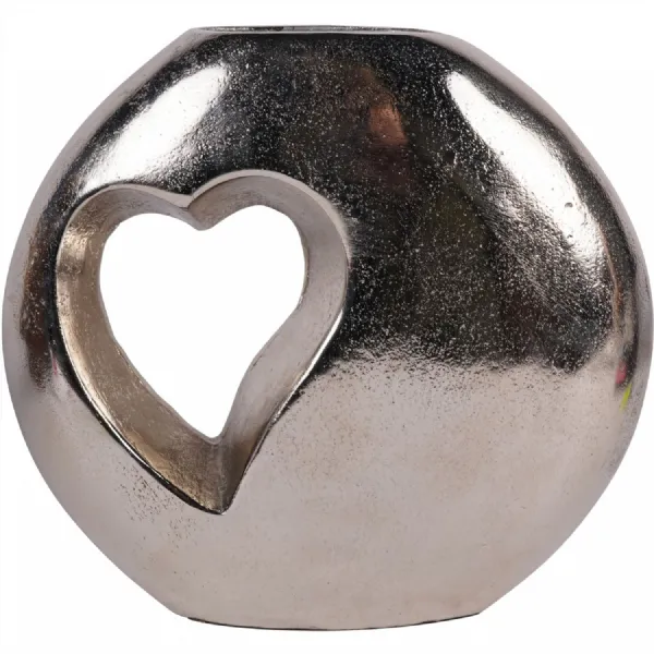 Esme Heart Cast Aluminium Vase Silver