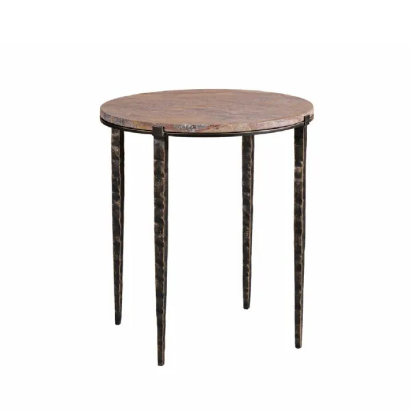 Leo Forest Brown Marble End Table Bronze, Brown