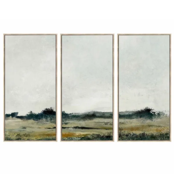 Set of 3 Green Fields Landscape