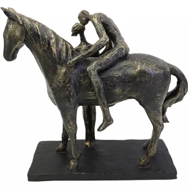 Kissing Couple with Horse Sculpture