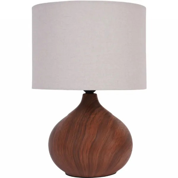 Ashford Wood Effect Ceramic Table Lamp with Shade E27 60W
