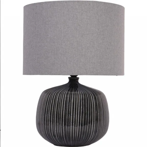 Bruno Ceramic Table Lamp Charcoal with Shade E27 60W
