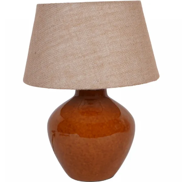 Aubrey Terracotta Ceramic Lamp With Hessian Shade Small E27 60W