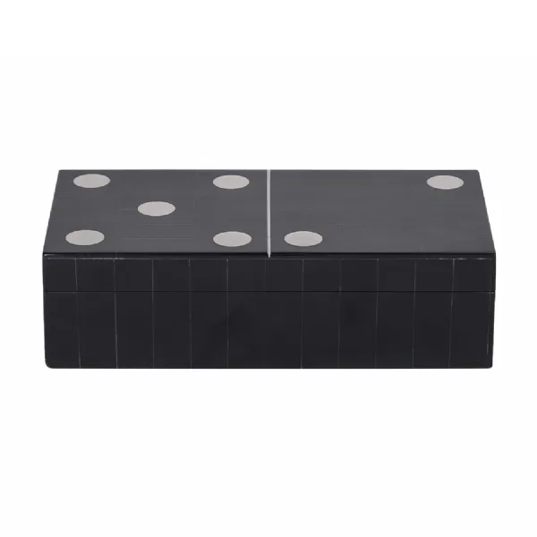 Chollerford Black Inlay Dominoes Box