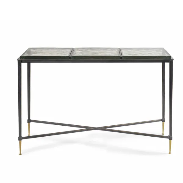 Stella Square Glass Console Side Table Black, Brown