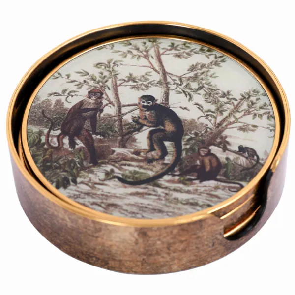 Monkey Jungle Set Coasters Cream, Gold