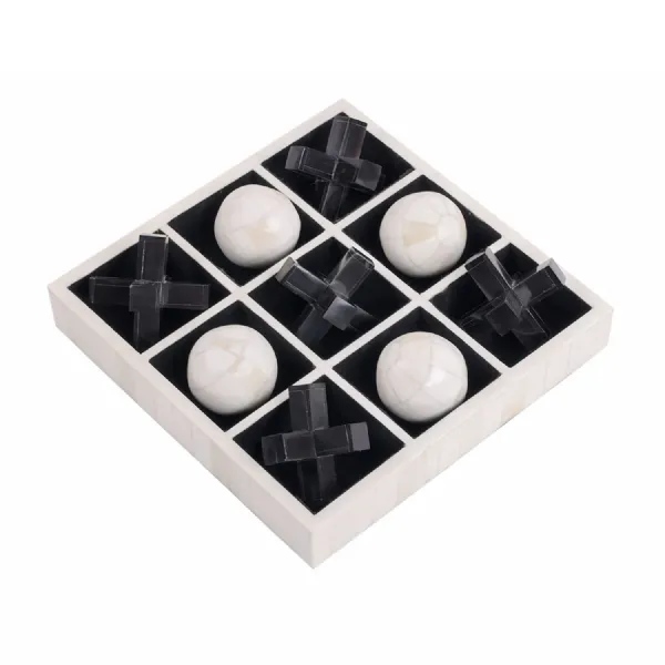 Farnham Off White and Black Bone Horn Inlay Noughts and Crosses