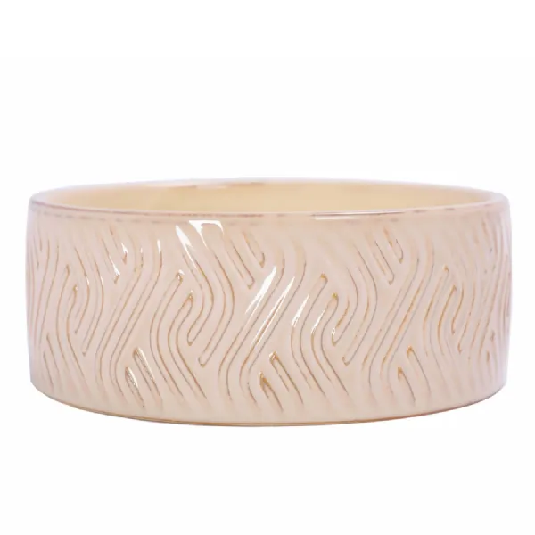 Serena Filled Wax Ceramic Bowl Ivory Ivory, Natural