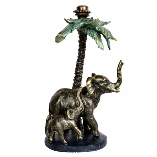 Palm Candle Stick with Elephants