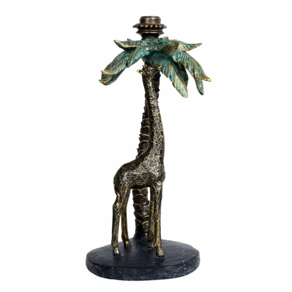Palm Candle Stick with Giraffe Gold