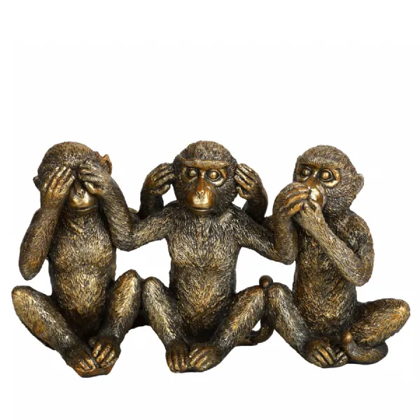Three Wise Monkeys Antique Gold