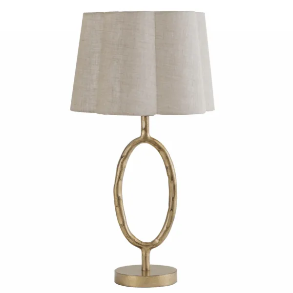 Ronde Table Lamp with Linen Shade Gold, Ivory