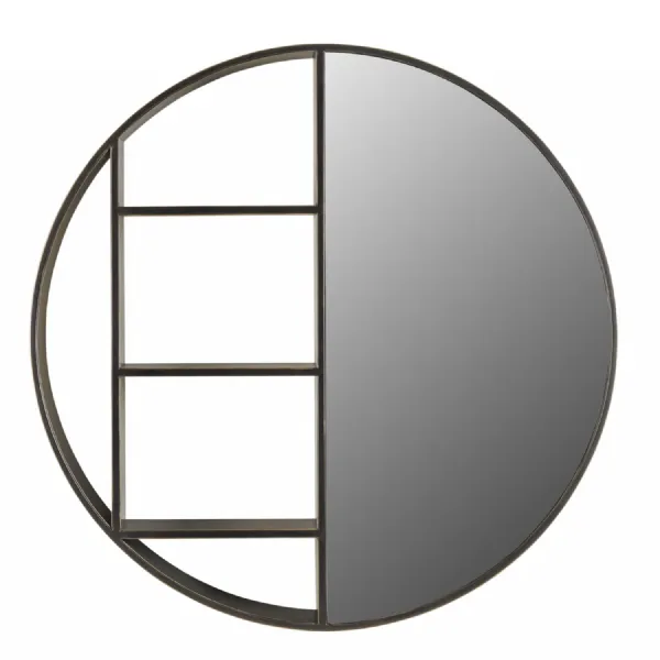 Belvedere Black Shelving Mirror Small