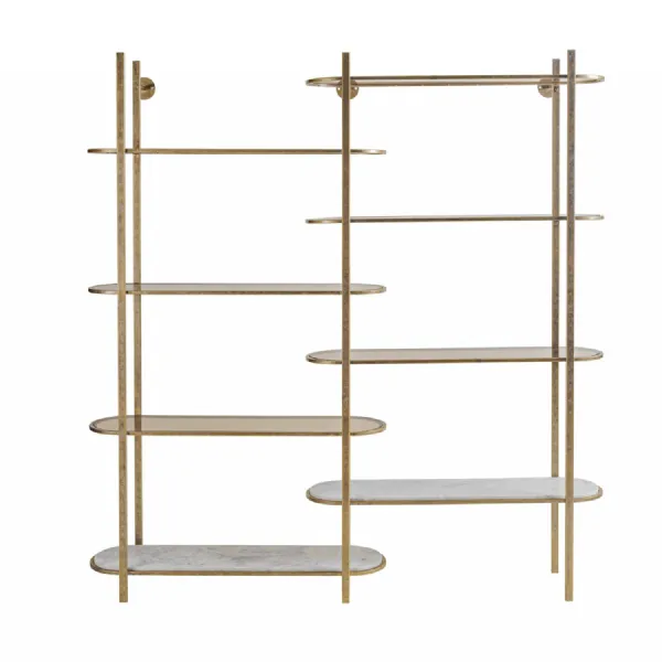 Belvedere Aged Gold Shelving Unit Gold, White