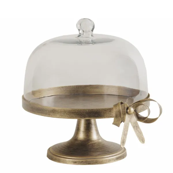 Ribbon Cloche on Stand Gold