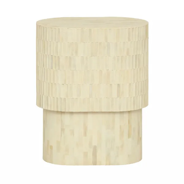 Apollo Bone Inlay Side Table Cream, White