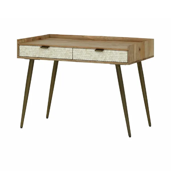 Nerida Bone Inlay Desk Cream, Light Wood, Neutral