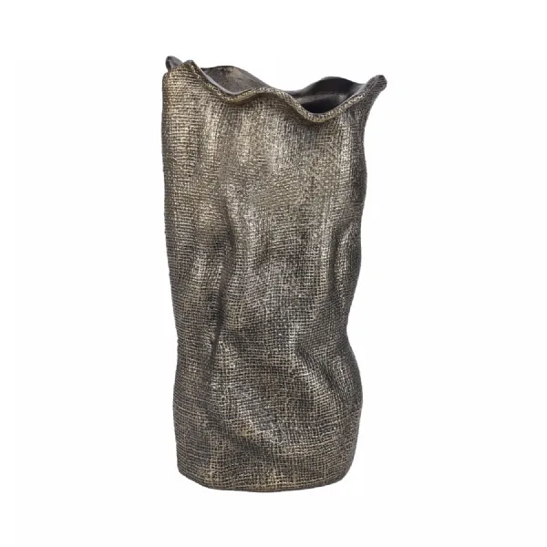 Molten Weave Vase Large Antique Brass, Gold