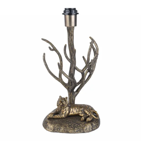 Kavari Tiger Lamp Base Only Antique Brass, Gold