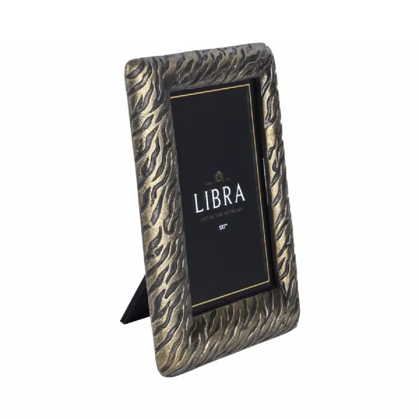 Kavari Tiger Photo Frame 5x7 Antique Brass, Gold