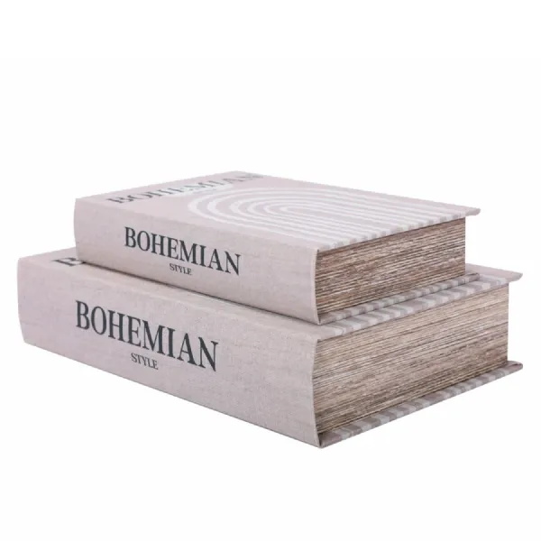 Bohemian Style Set of 2 Book Boxes Taupe