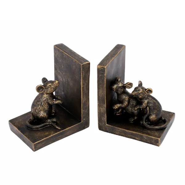 Pallino Antique Gold Mouse Bookends Antique Gold, Bronze