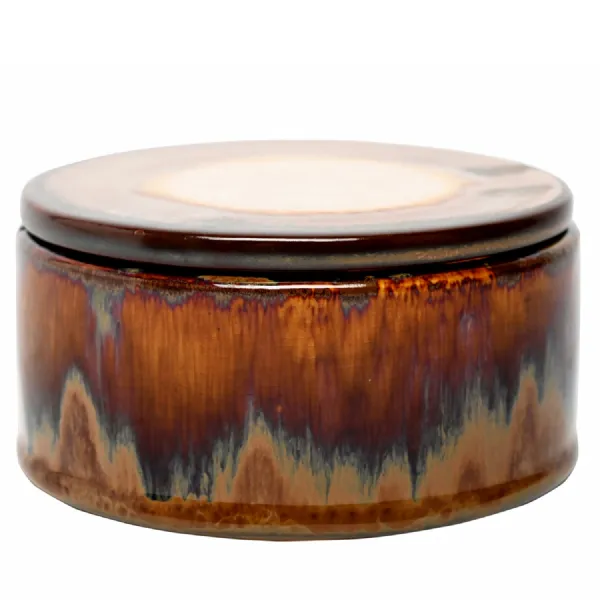 Medway Ochre Reactive Glaze Candle Brown, Orange
