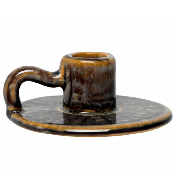 Denton Glazed Candle Stick Brown