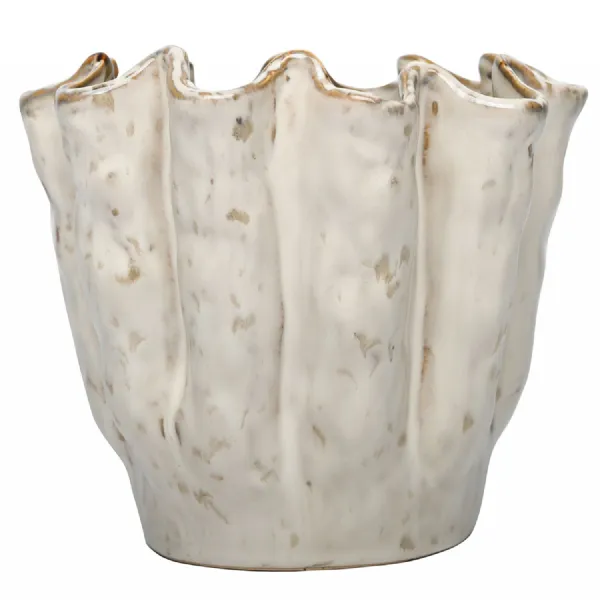 Coralie Glazed Vase Small Cream, White