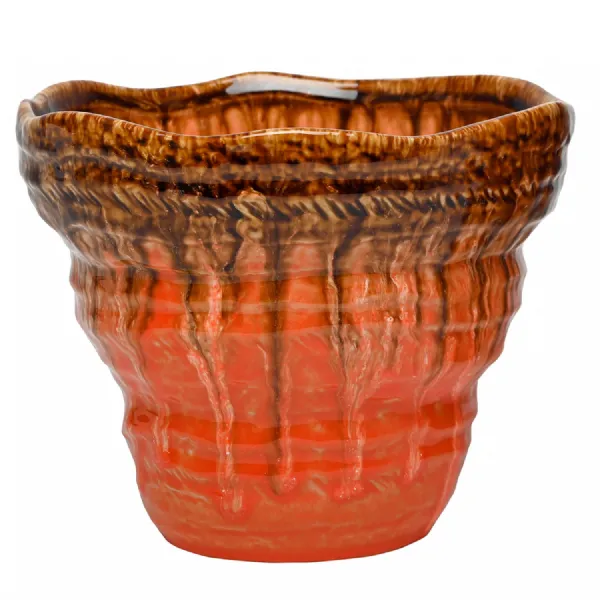 Ibiza Reactive Glaze Planter Small Brown, Orange