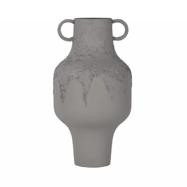 Alora Brown Textured Metal Vase Tall Beige, Taupe