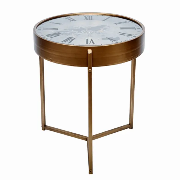 Atlas Moving Cogs Side Table 50cm Antique Gold, Black