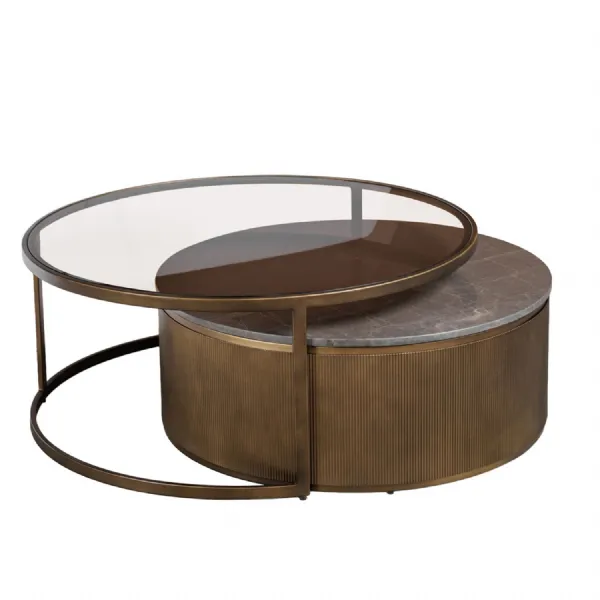 Belvedere Royal Gold Set of 2 Nesting Coffee Tables Brown, Gold