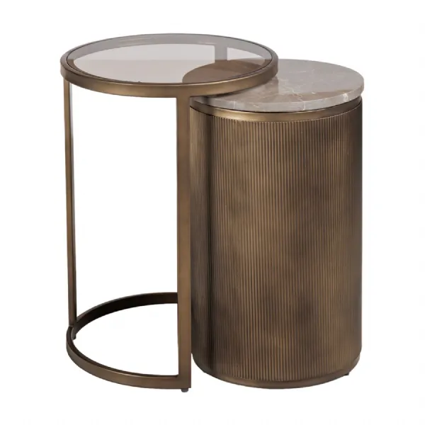 Belvedere Royal Gold Set of 2 Nesting Side Tables Brown, Gold