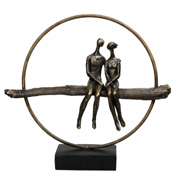 Circle of Life Couple Sculpture Antique Gold, Bronze